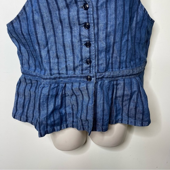 Nest Robe Blue stripe Japanese fabric button front top sz M - Picture 7 of 11